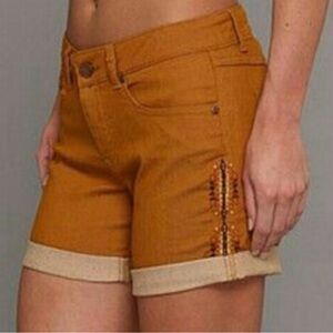 Prana Orange Jean Shorts with Rolled Hem